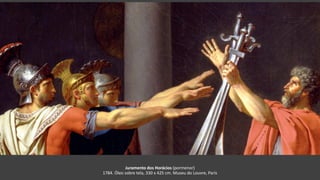 Juramento dos Horácios (pormenor)
1784. Óleo sobre tela, 330 x 425 cm. Museu do Louvre, Paris
 