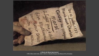 A Morte de Marat (pormenor)
1793. Óleo sobre tela, 162 x 128 cm. Musées Royaux des Beaux-Arts, Bruxelas
 