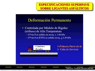 ESPECIFICACIONES SUPERPAVE
SOBRE LIGANTES ASFÁLTICOS
 