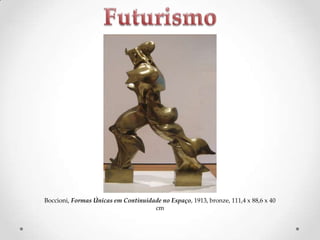 Boccioni, Formas Únicas em Continuidade no Espaço, 1913, bronze, 111,4 x 88,6 x 40
cm

 