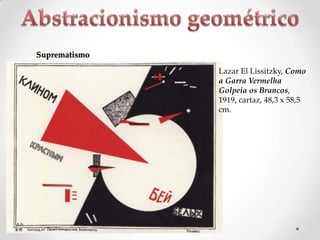 Suprematismo
Lazar El Lissitzky, Como
a Garra Vermelha
Golpeia os Brancos,
1919, cartaz, 48,3 x 58,5
cm.

 