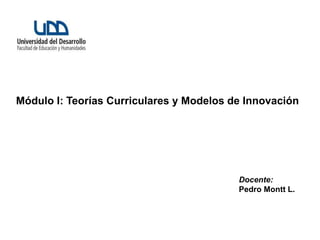 Módulo I: Teorías Curriculares y Modelos de Innovación
Docente:
Pedro Montt L.
 