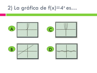 2) La gráfica de f(x)=4 x  es… A D C B 