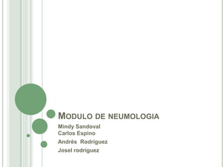 Modulo de neumologia,[object Object],Mindy SandovalCarlos Espino,[object Object],Andrés  Rodríguez,[object Object],Joselrodríguez,[object Object]