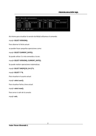 Modulo de programacion sql unidad II | PDF