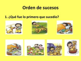 Orden de sucesos
1. ¿Qué fue lo primero que sucedio?
 