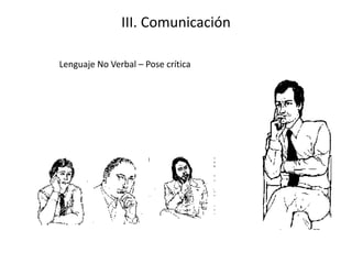 III. Comunicación
Lenguaje No Verbal – Pose crítica
 