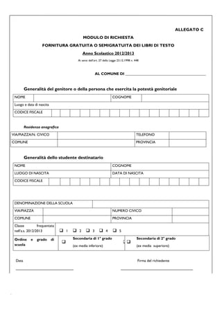 Modulo Allegato R Modulo domanda | PDF