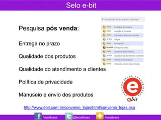 Selo e-bit


Pesquisa pós venda:

Entrega no prazo

Qualidade dos produtos

Qualidade do atendimento a clientes

Política de privacidade

Manuseio e envio dos produtos

  http://www.ebit.com.br/convenio_lojas/html/convenio_lojas.asp

            /leoallvess     @leoallvess       /leoallvess
 