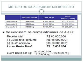 MÉTODO DE IGUALDADE DE LUCRO BRUTO
 