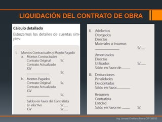 Ing. Ismael Orellana Mora CIP 38933
LIQUIDACIÓN DEL CONTRATO DE OBRA
 