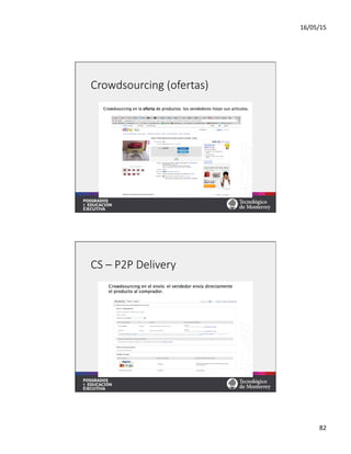 16/05/15	
  
82	
  
Crowdsourcing  (ofertas)
CS  –  P2P  Delivery
 