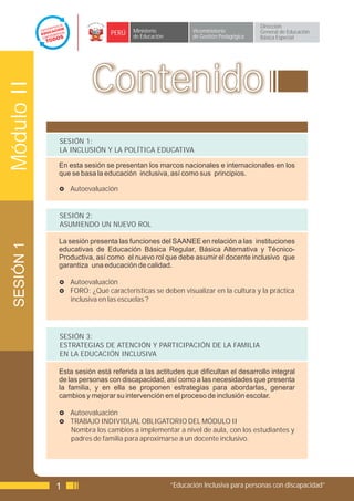 Modulo II sesión 1- LA INCLUSION Y LA POLITICA EDUCATIVA | PDF