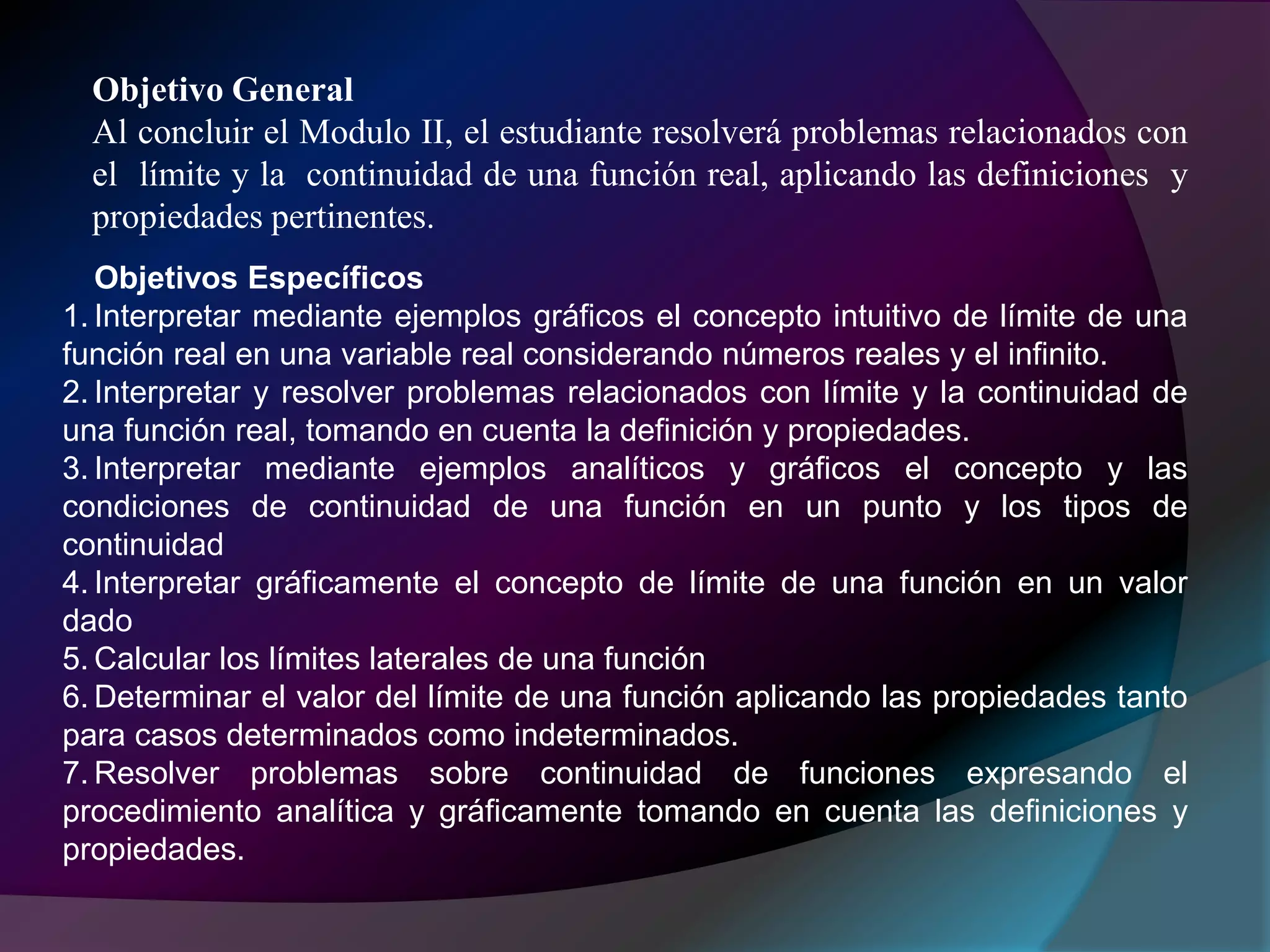 Modulo II Límites y Continuidad de Funciones | PPTX