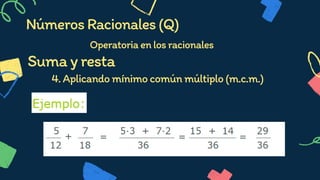 4.Aplicandomínimocomúnmúltiplo(m.c.m.)
Operatoriaenlosracionales


NúmerosRacionales(Q)
Sumayresta
 
