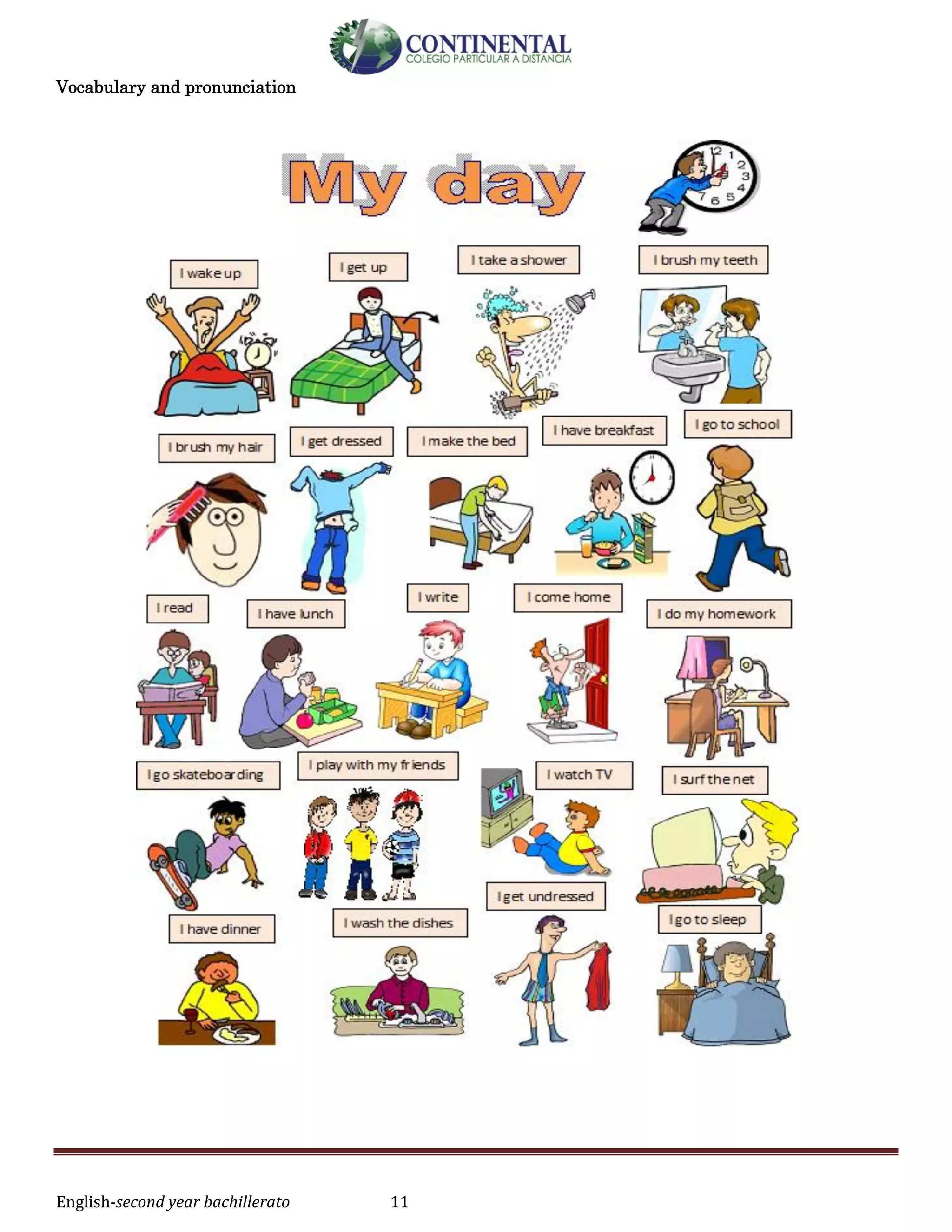 English-second year bachillerato 11
Vocabulary and pronunciation
 