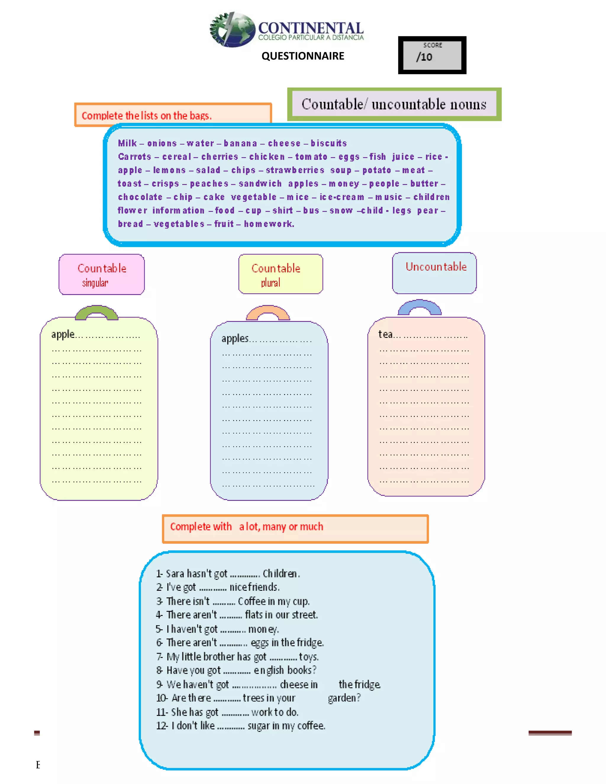 English-second year bachillerato 59
QUESTIONNAIRE
 