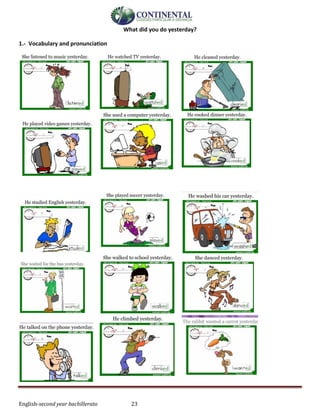 English-second year bachillerato 23
What did you do yesterday?
1.- Vocabulary and pronunciation
 