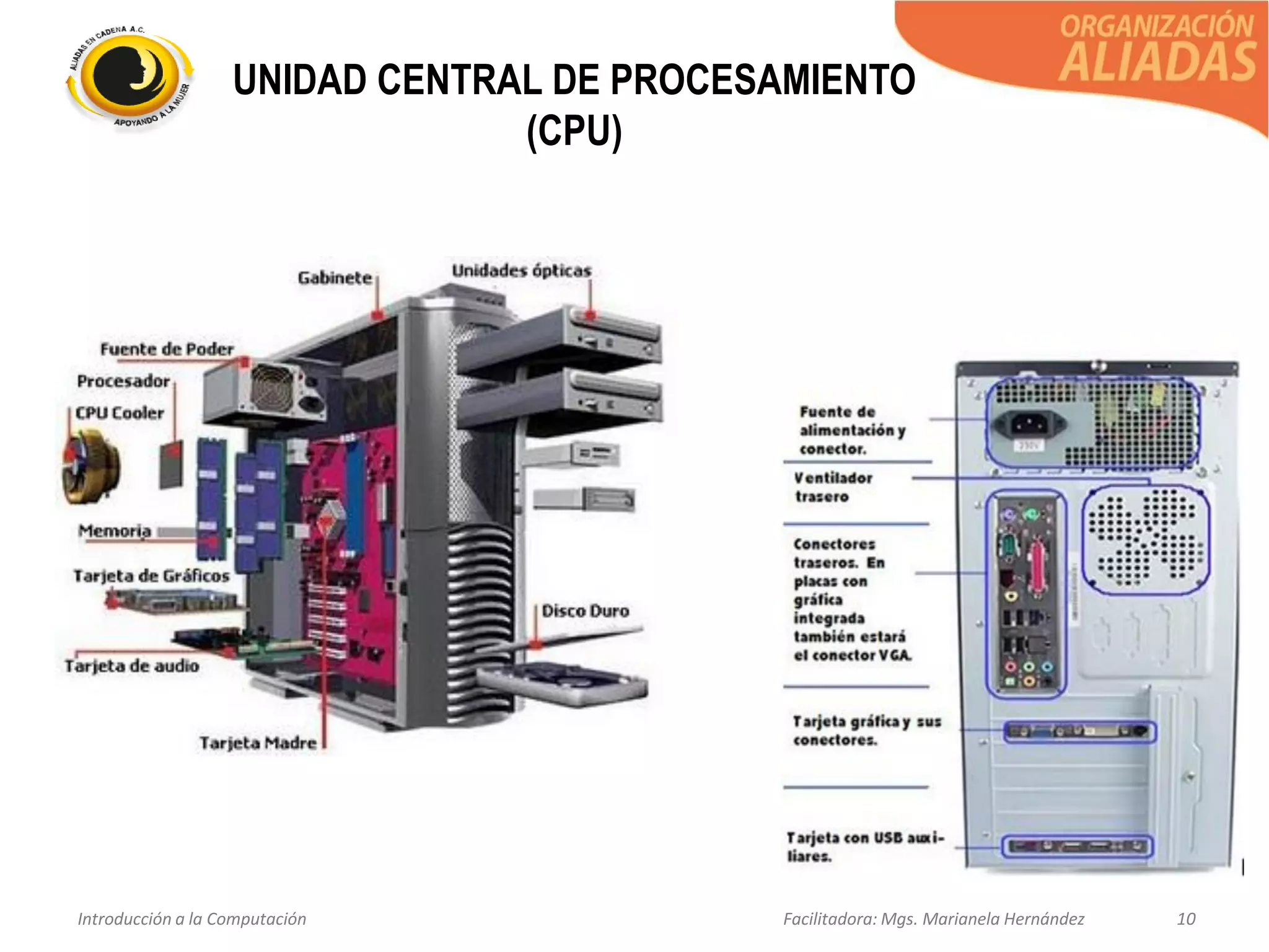 Introducción a la Computación Facilitadora: Mgs. Marianela Hernández 10
UNIDAD CENTRAL DE PROCESAMIENTO
(CPU)
 
