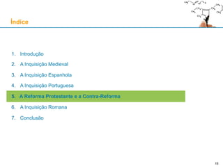Tortura e morte na fogueira
Bula Ad extirpanda (Inocêncio IV, 1252), introduz e regulamenta o uso da tortura pelos inquisidores
Um método de extracção da confissão, e nunca um método de castigo
Sendo obtida uma confissão após a tortura, a confissão teria que ser feita de novo livremente no
dia seguinte, sob pena de a primeira confissão ser inválida
Não se podia causar perda da vida ou de um membro (“citra membri diminutionem et mortis periculum”)
Só podia ser usada uma vez, mas em algumas (raras) vezes foi usada duas vezes
Não há um só registo de alguém ter sido torturado três vezes
O Inquisidor tinha que considerar como quase certas as acusações contra o arguido
A Bula concede ao Estado o direito a confiscar os bens do condenado (herança da Lei romana)
A Bula estabelece que compete ao Estado a execução das sentenças
O Imperador Frederico II (1194-1250) estabelece a pena de morte pelo fogo para os hereges:
1224: “… auctoritate nostra ignis iudicio concremandos .”
1233: “… praesentis nostrae legis edicto damnatos mortem pati decernimus …”
A Bula é associada por Inocêncio IV à legislação de Frederico II contra hereges: tornam-se inseparáveis
O conteúdo da Bula é reafirmado por vários Papas: Alexandre IV (1254-61), Clemente IV (1265-68),
Nicolau IV (1288-1302) e Bonifácio VIII (1294-1303)
A Inquisição Medieval
15
 