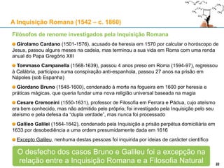 Cronologia
1290: Expulsão dos judeus de Inglaterra (decreto real)
1306: Expulsão dos judeus de França (decreto real)
Judeus ingleses e franceses mudam-se para Aragão
Os manuais dos inquisidores começam a legitimar a investigação de Judeus que:
Blasfemem contra o cristianismo; abusem da usura sobre cristãos
Tentem converter cristãos ao judaísmo; ajudem judeus baptizados a regressar ao judaísmo
1348-49: Peste Negra; grave crise na Península Ibérica
1391: “Pogrom” em Barcelona
1406-1454: Durante o reinado de João II de Castela, os “conversos” ganharam estatuto social
1449: Revolta em Toledo, ataques aos “conversos” que colectavam impostos
1474: Isabel de Castela ascende ao trono (casou em 1469 com Filipe de Aragão)
1478: a pedido de Isabel e Fernando, o Papa Sisto IV autoriza os primeiros inquisidores
1492: Decreto de Alhambra ordenando a expulsão dos judeus; conquista de Granada
A Inquisição Espanhola (1478-1834)
22
A Inquisição Espanhola é controlada pela Coroa e
visa sobretudo as heresias dos “conversos”
 
