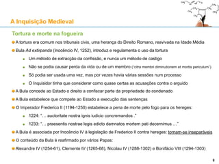 Os mitos sobre "A Inquisição”: tortura na cave dos horrores
Gravura de Alexander Hogg, Londres, 1780
Exemplos na gravura:
Homens pendurados
Pés queimados
Tormento da água (“cura
de agua”)
Note-se a grande semelhança com
a gravura de Picart (de 1716).
(a disposição dos elementos está
horizontalmente invertida face à
gravura de Picart)
Introdução
9
 