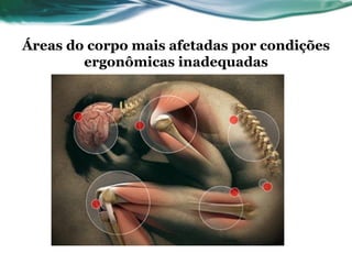 Áreas do corpo mais afetadas por condições
        ergonômicas inadequadas
 