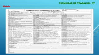 PERMISSÃO DE TRABALHO - PT
Modelo
 