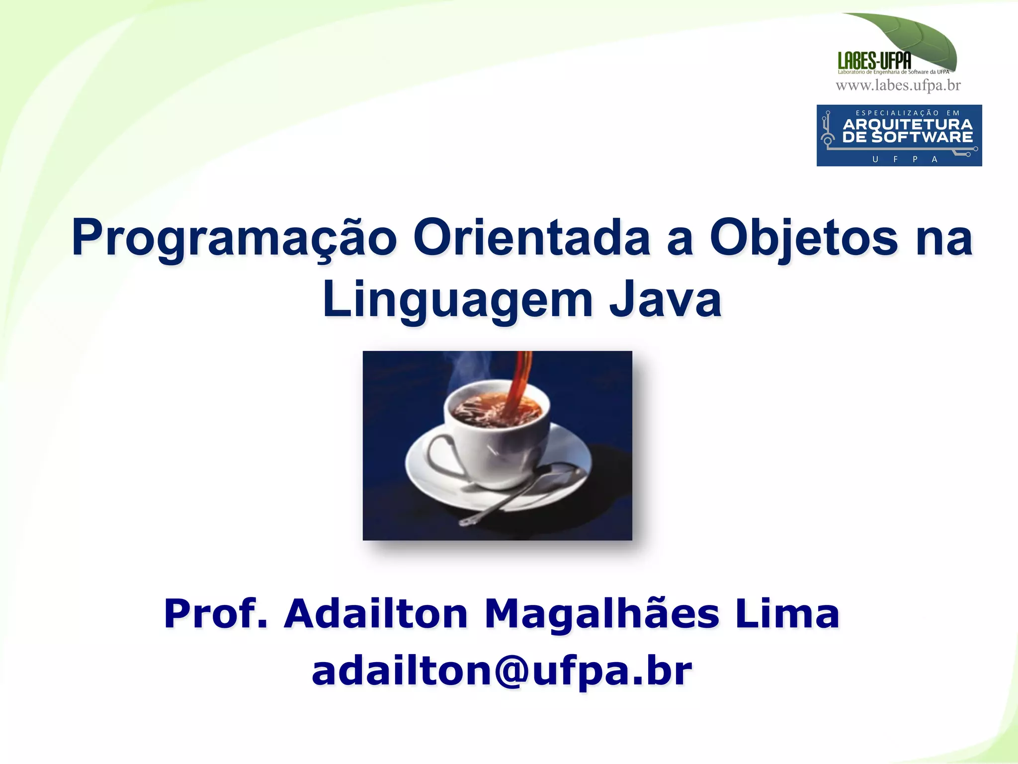 www.labes.ufpa.br
Programação Orientada a Objetos na
Linguagem Java
Prof. Adailton Magalhães Lima
adailton@ufpa.br
 