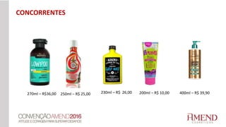 270ml – R$36,00 250ml – R$ 25,00 230ml – R$ 26,00 200ml – R$ 10,00 400ml – R$ 39,90
CONCORRENTES
 