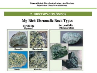 Universidad de Ciencias Aplicadas y Ambientales
Facultad de Ciencias Ambientales
2. PROCESOS GEOLÓGICOS
 