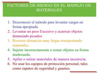 Seguridad en el Manejo y Almacenamiento Manual de Materiales ...