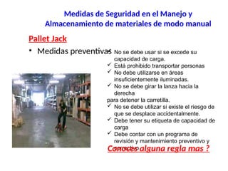Seguridad en el Manejo y Almacenamiento Manual de Materiales ...
