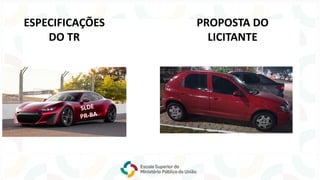 ESPECIFICAÇÕES
DO TR
PROPOSTA DO
LICITANTE
 