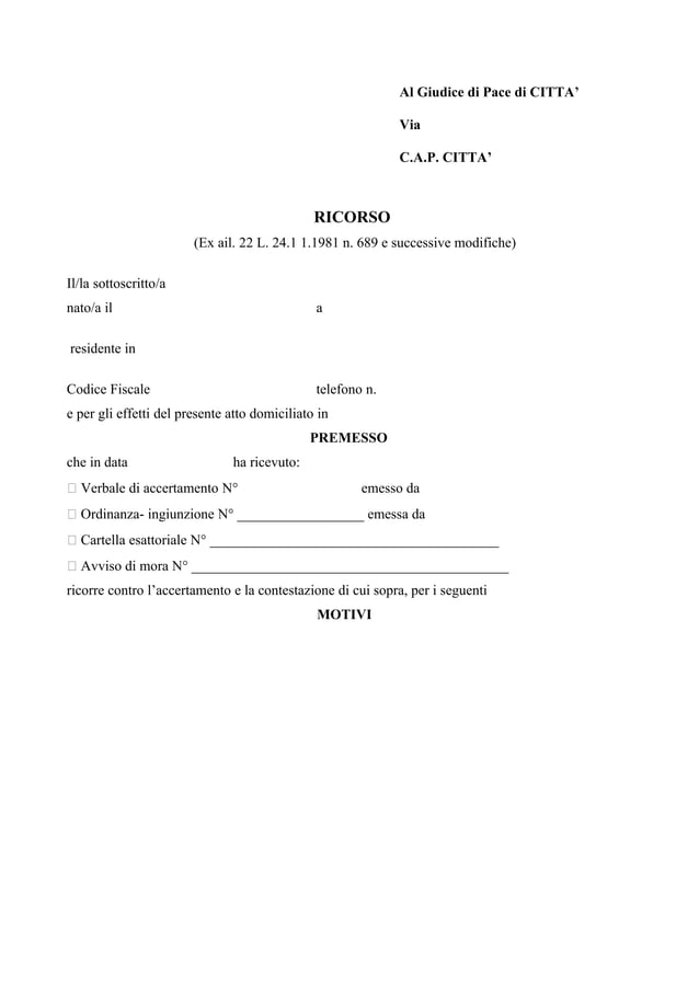 Modulo Ricorso DOC