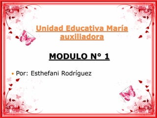 Unidad Educativa María
auxiliadora
MODULO N° 1
 Por: Esthefani Rodríguez
 