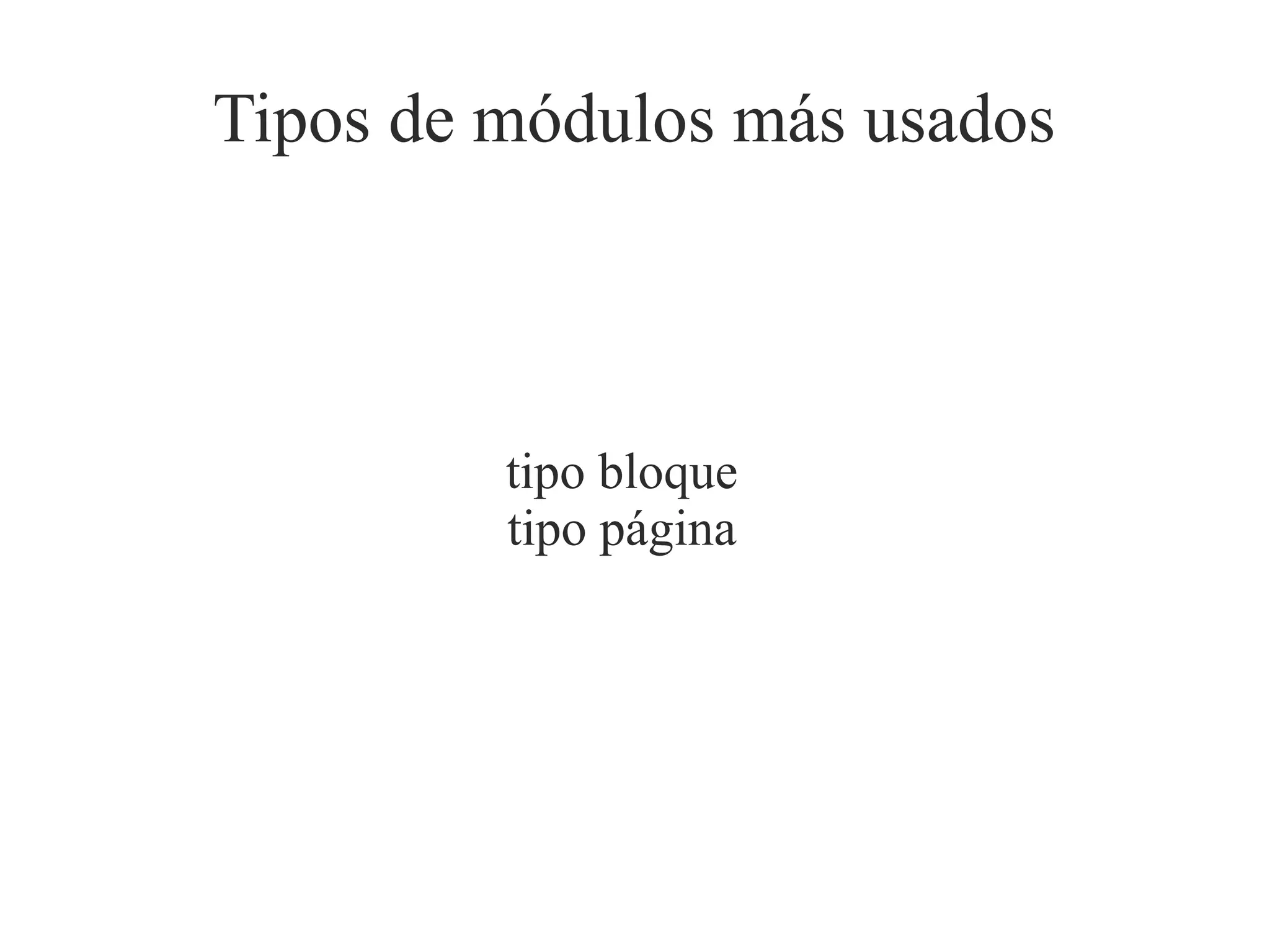Tipos de módulos más usados

tipo bloque
tipo página

 
