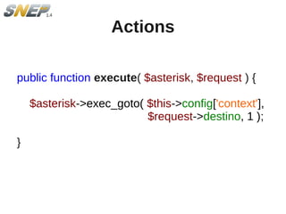 Actions

public function execute( $asterisk, $request ) {

    $asterisk->exec_goto( $this->config['context'],
                          $request->destino, 1 );

}
 