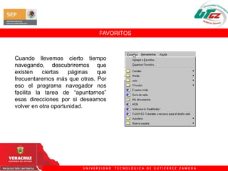 Brindar al personal del Centro de Evaluación de la Universidad Tecnológica de Gutiérrez Zamora, las herramientas necesarias para realizar las funciones claves de evaluación y verificación interna de candidatos, tomando como referencia la Norma Técnica de Competencia Laboral “Diseño de cursos de capacitación presenciales, sus instrumentos de evaluación y material didáctico”, Clave NUGCH002.01¿QUÉ ES UN NAVEGADOR?Un navegador (o browser) es el programa que usamos para conectarnos a un servidor web.