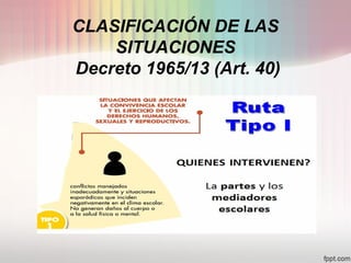 CLASIFICACIÓN DE LAS
SITUACIONES
Decreto 1965/13 (Art. 40)
 