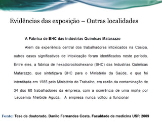 Evidências das exposição – Outras localidades




Fonte: Tese de doutorado. Danilo Fernandes Costa. Faculdade de medicina USP. 2009
 