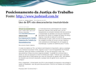 Posicionamento da Justiça do Trabalho
Fonte: http://www.jusbrasil.com.br
 