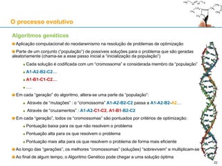 O processo evolutivo
Algoritmos genéticos
22
 