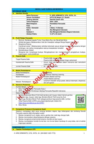 MODUL AJAR PENDIDIKAN PANCASILA KELAS 1 REVISI CP 032 KURIKULUM MERDEKA ...