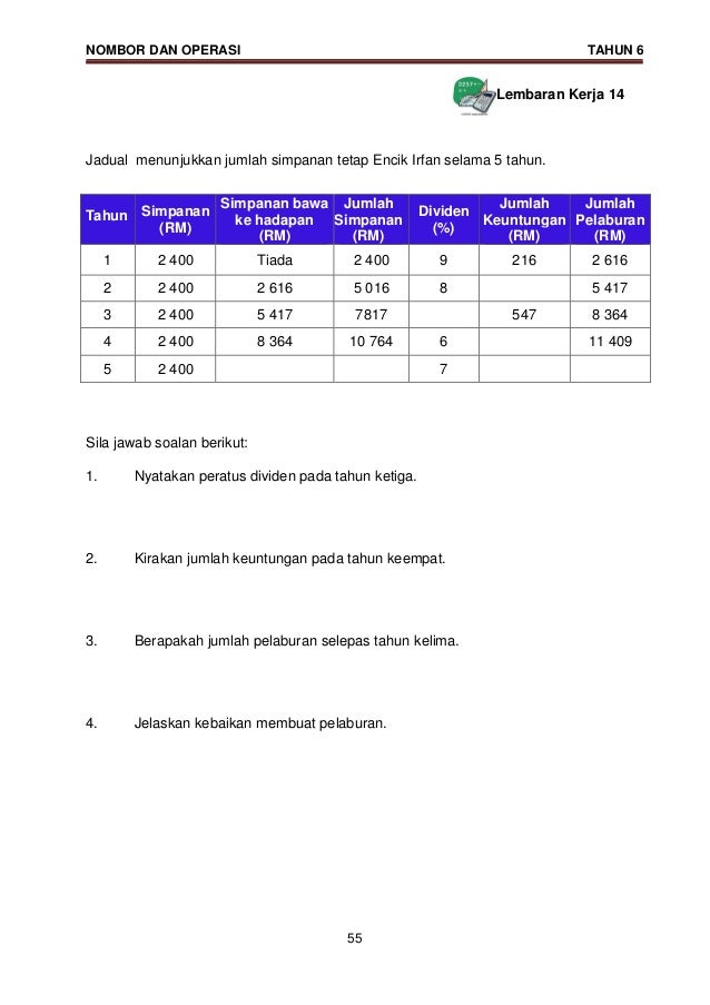 Modul Matematik Tahun 6  Modul Soalan Matematik Tahun 6  Contoh Quad