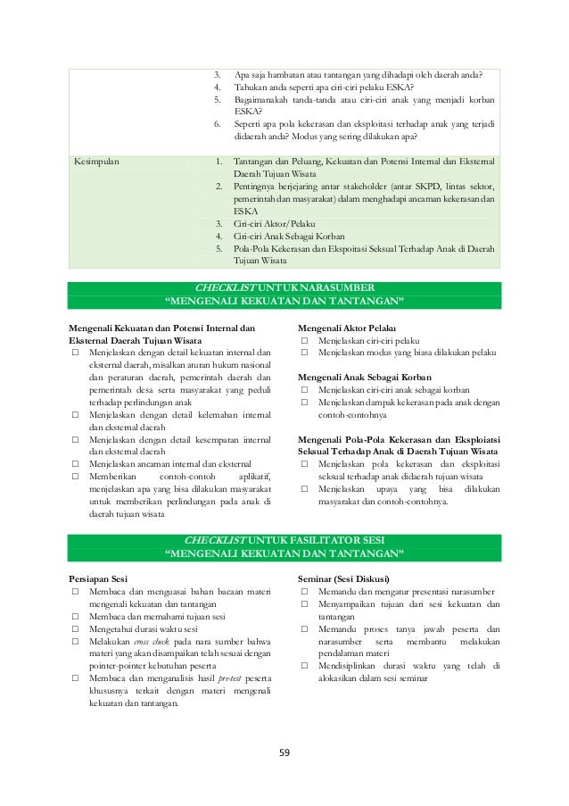 Modul Pelatihan Perlindungan Anak Dari Kekerasan Dan Eksploitasi Seks Modul Pelatihan Perlindungan Anak Dari Kekerasan Dan Eksploitasi Seks