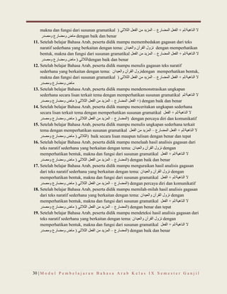 Modul pembelajaran Bahasa Arab kelas 9 MTs (semester ganjil) | PDF