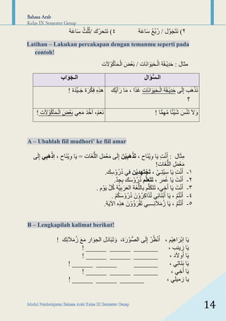 Modul Pembelajaran Bahasa Arab kelas 9 MTs (semester genap) | PDF