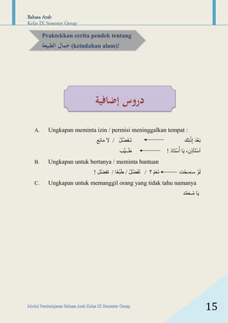 Modul Pembelajaran Bahasa Arab kelas 9 MTs (semester genap) | PDF