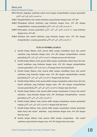 Modul Pembelajaran Bahasa Arab kelas 9 MTs (semester genap) | PDF